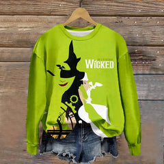 Halloween Witch Pumpkin Print Crew Neck Sweatshirt