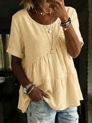 Linen Blend Tiered Tunic Top