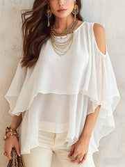 Cold Shoulder Chiffon Blouse