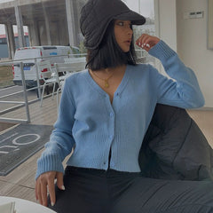Cardigan Short Solid Knitwear Cardigan Top