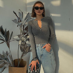 Casual Long Sleeve Tight Top Solid Shirt Top