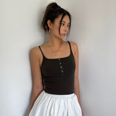 Casual Sleeveless Tight Top Solid Shirt Top