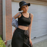 Casual Sleeveless Tight Top Solid Shirt Top
