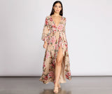 Vestido Caralisa de gasa floral con abertura alta