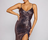 Claire Sleeveless Sequin High-Slit Formal Dress