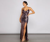 Claire – Ärmelloses Abendkleid mit Pailletten und hohem Schlitz