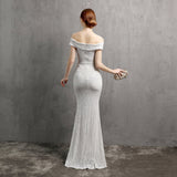 Clara Glitter Off the Shoulder Split Dress For Prom