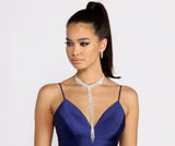 Drop Dead Gorgeous Rhinestone Fringe Necklace + Earring Set