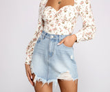 Elise Frayed Denim Mini Skirt