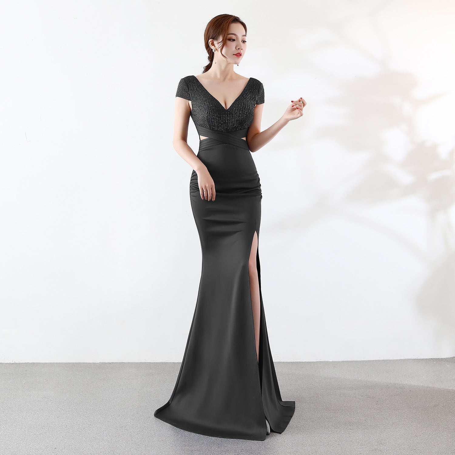 Eremi slim fit long fishtail dress