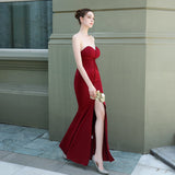 Evelyn strapless slit wrap dress