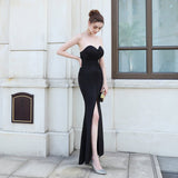 Evelyn strapless slit wrap dress