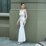 Evelyn strapless slit wrap dress