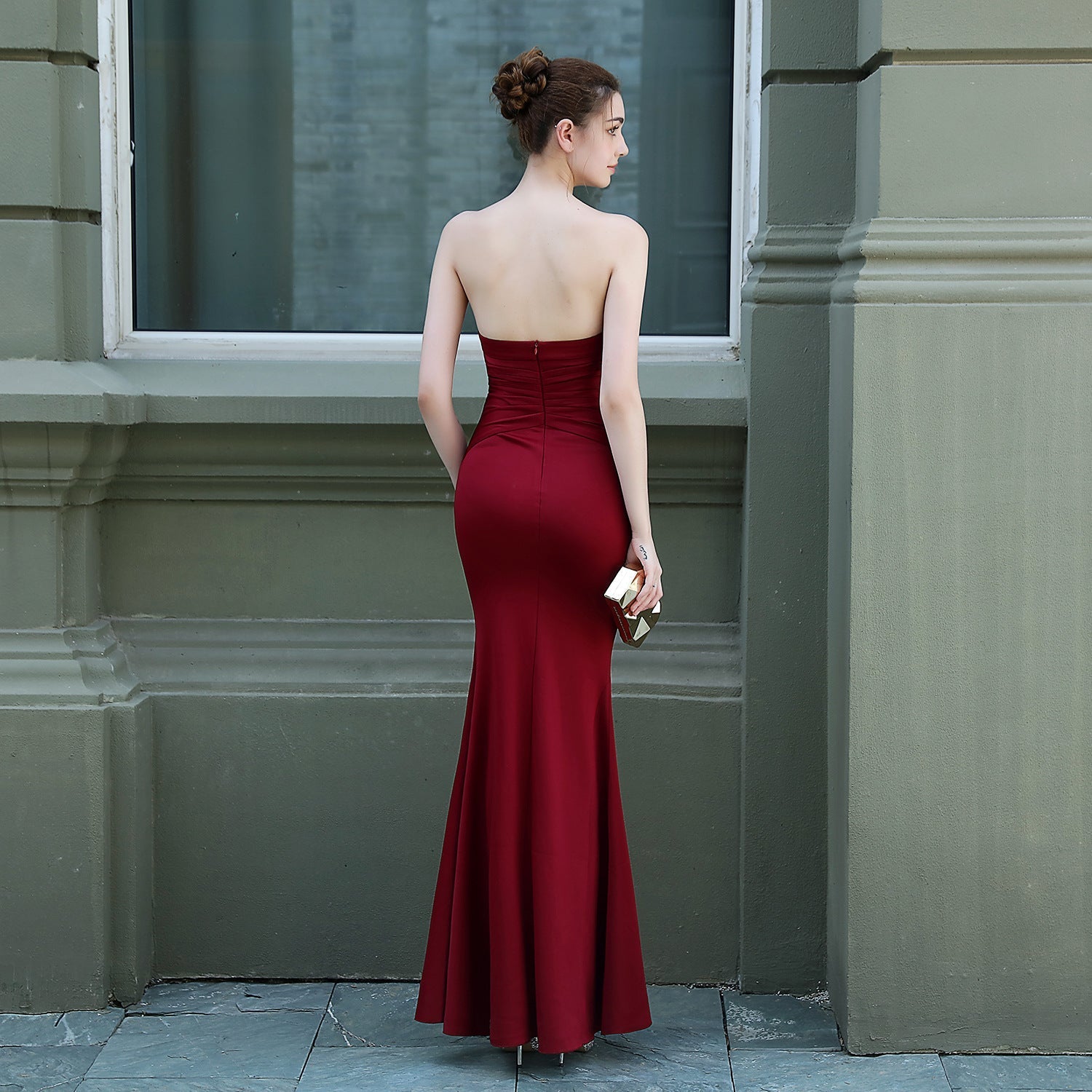 Evelyn strapless slit wrap dress