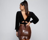 Feelin' Chic Flocked Velvet Crop Top