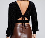 Feelin' Chic Flocked Velvet Crop Top