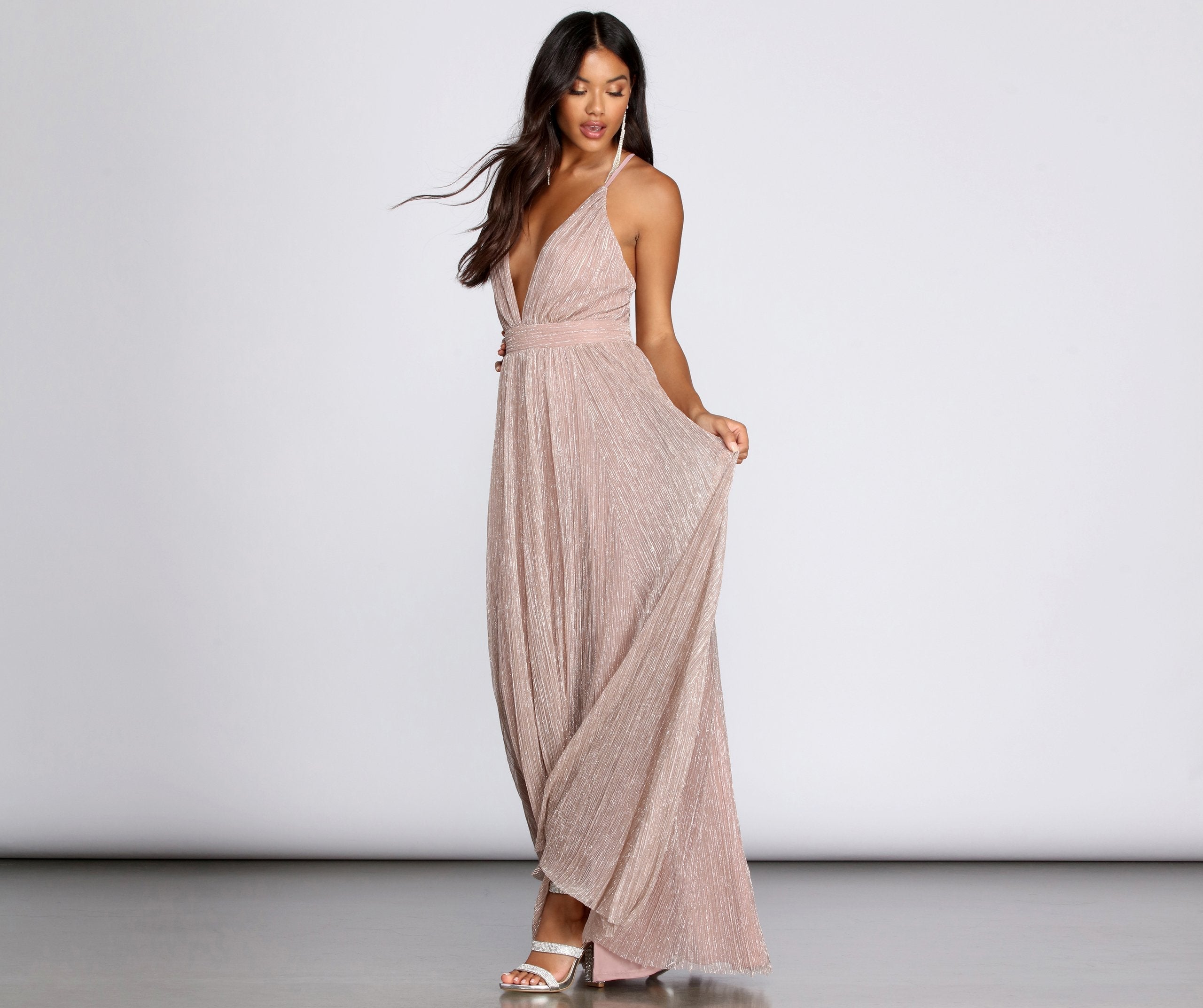 Haley Formal Shimmering Metallic Dress
