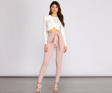 High Rise Tie Waist Skinny Pants