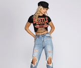 Hustle Squad Slashed Crop Top