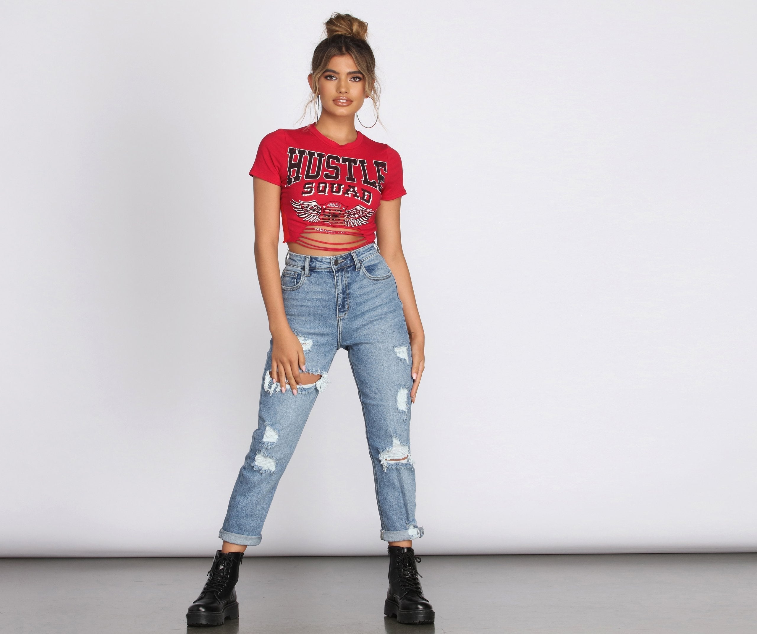 Hustle Squad Slashed Crop Top