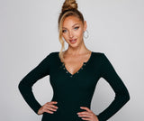 In A Snap Long Sleeve Ribbed Dress