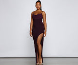 Inez Formal High Slit Ruched Dress