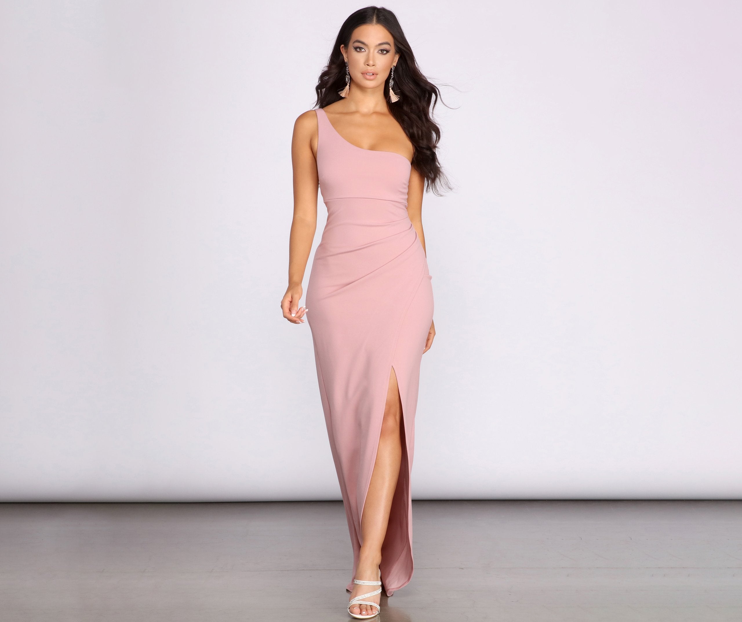 Iris One Shoulder Crepe Dress