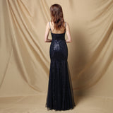 Jerry sling-mesh fishtail dress