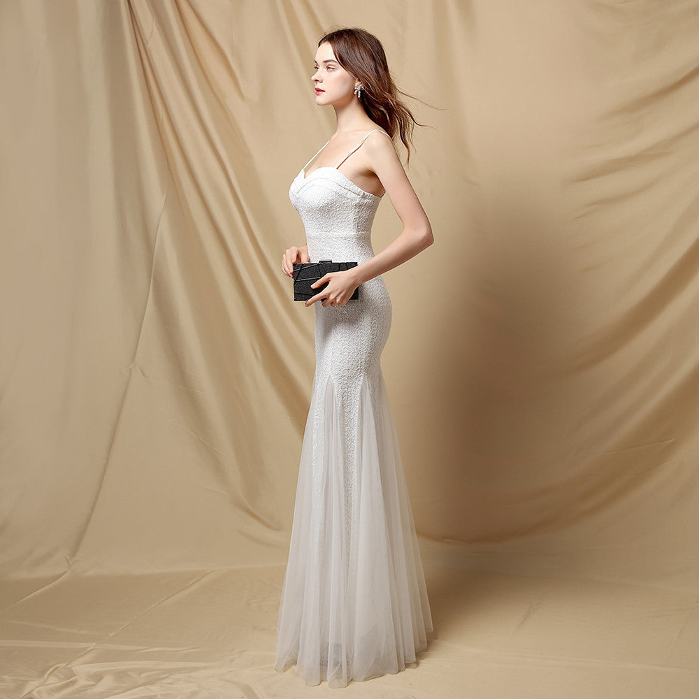 Jerry sling-mesh fishtail dress