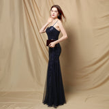 Jerry sling-mesh fishtail dress
