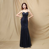 Jerry sling-mesh fishtail dress