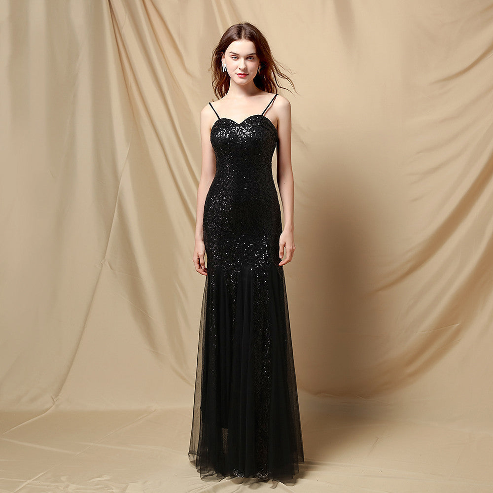 Jerry sling-mesh fishtail dress