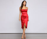 Lillyanne Formal Satin Asymmetrical Midi Dress