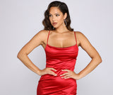 Lillyanne Formal Satin Asymmetrical Midi Dress