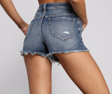 Meli Mid-Rise Cutoff Denim Shorts