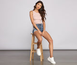Meli Mid-Rise Cutoff Denim Shorts