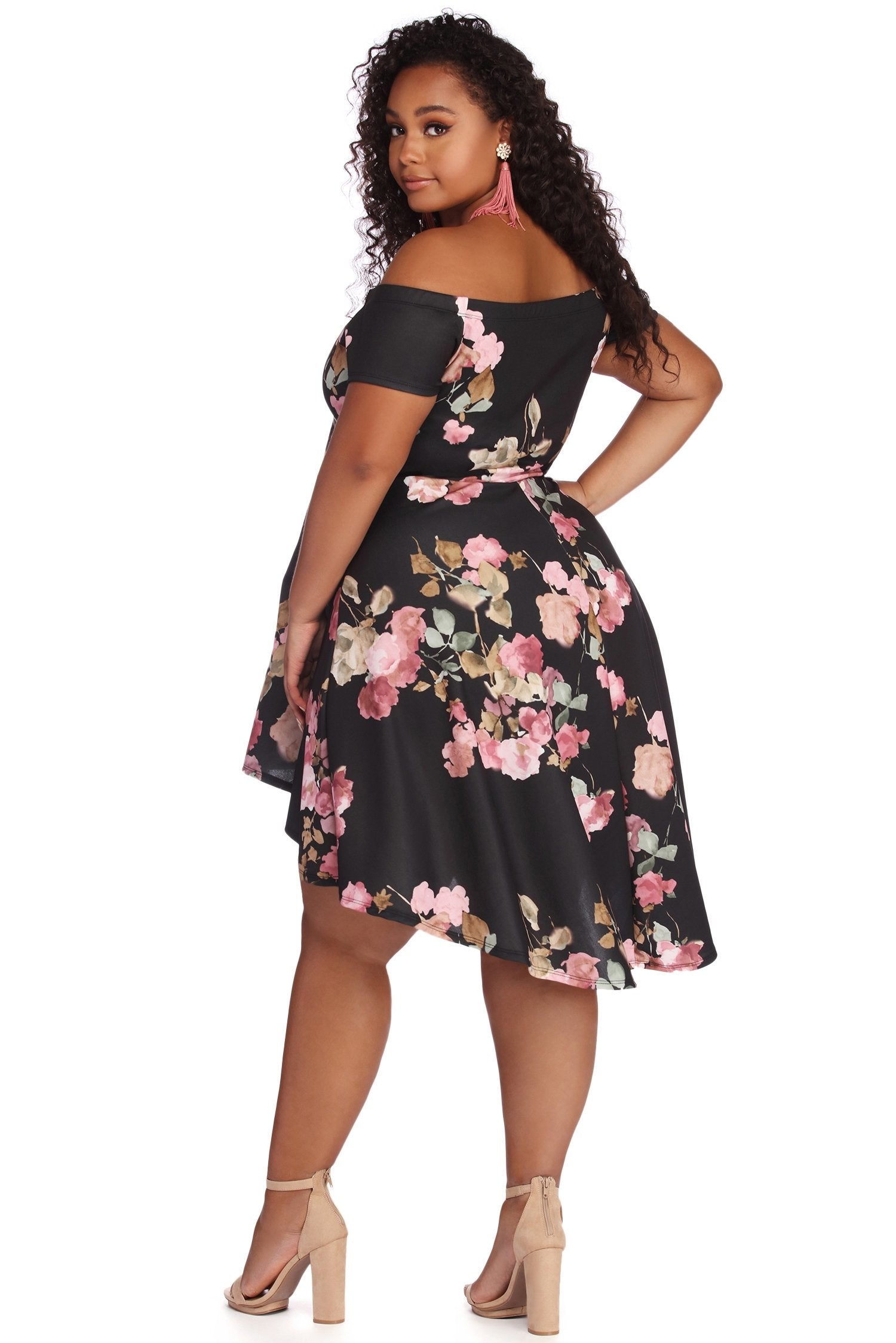Plus Spring Into Floral Skater Dress