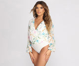 Poised In Petals Floral Chiffon Bodysuit