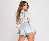 Poised In Petals Floral Chiffon Bodysuit