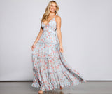Quinn – Formelles A-Linien-Kleid mit Blumenmuster und Rüschen
