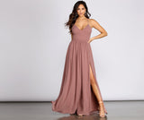 Vestido formal de gasa con espalda de encaje Shailene