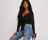 Transparentes, glamouröses Oberteil zum Binden vorne