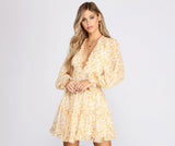Spring Fling Chiffon-Kleid mit Rüschen und Blumenmuster
