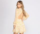 Spring Fling Floral Chiffon Ruffle Dress