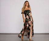 Festgeklebtes Maxikleid mit Blumenmuster