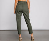 Trendy And Tapered High Waist Paperbag Pants