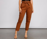 Pantalones paperbag de cintura alta, modernos y ajustados