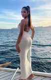 Zuri Beige Crochet Knit Maxi Dress