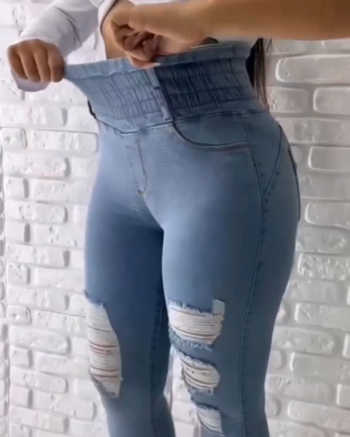 Ripped Skinny Stretch Jeans