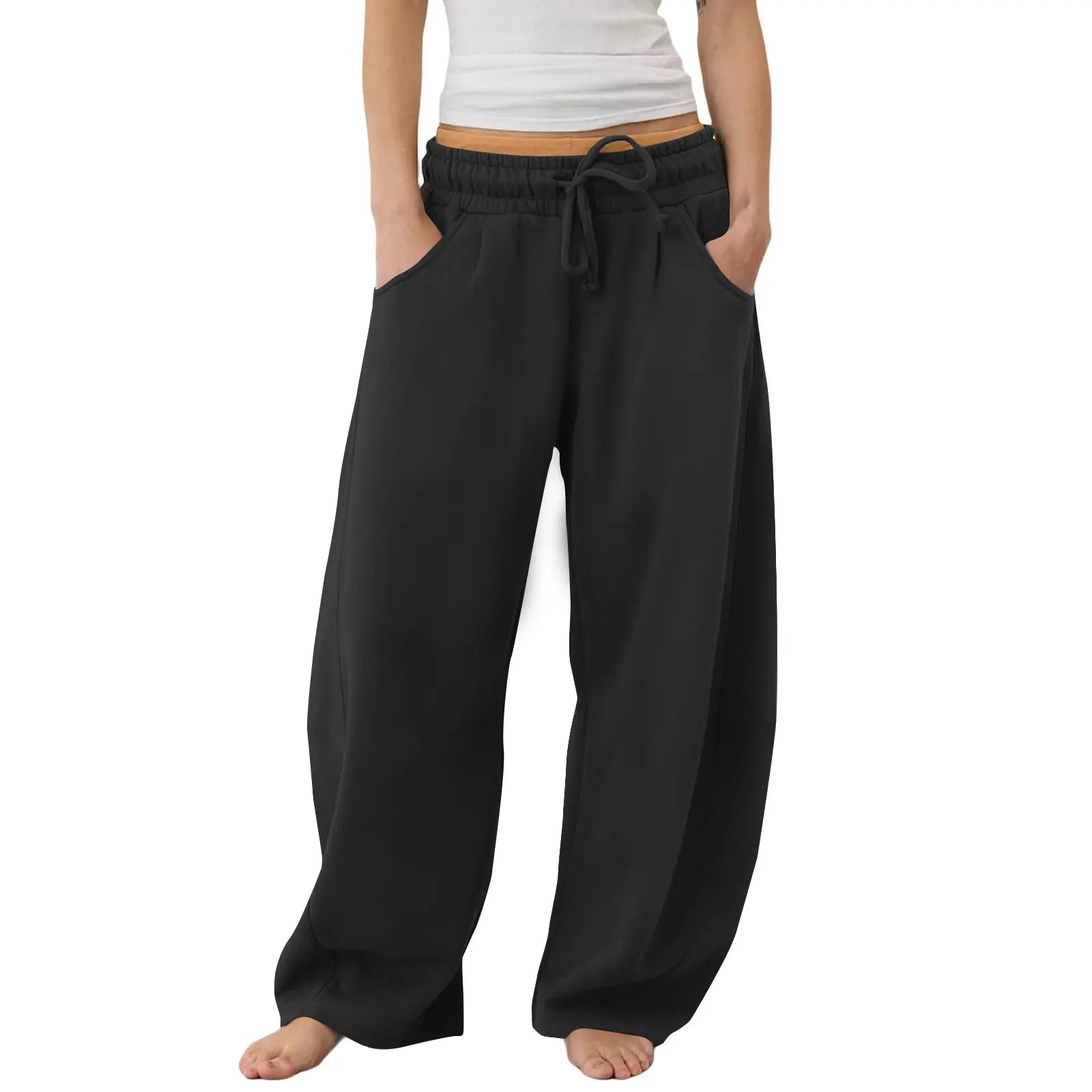 Mid Waist Drawstring Loose Sweatpants